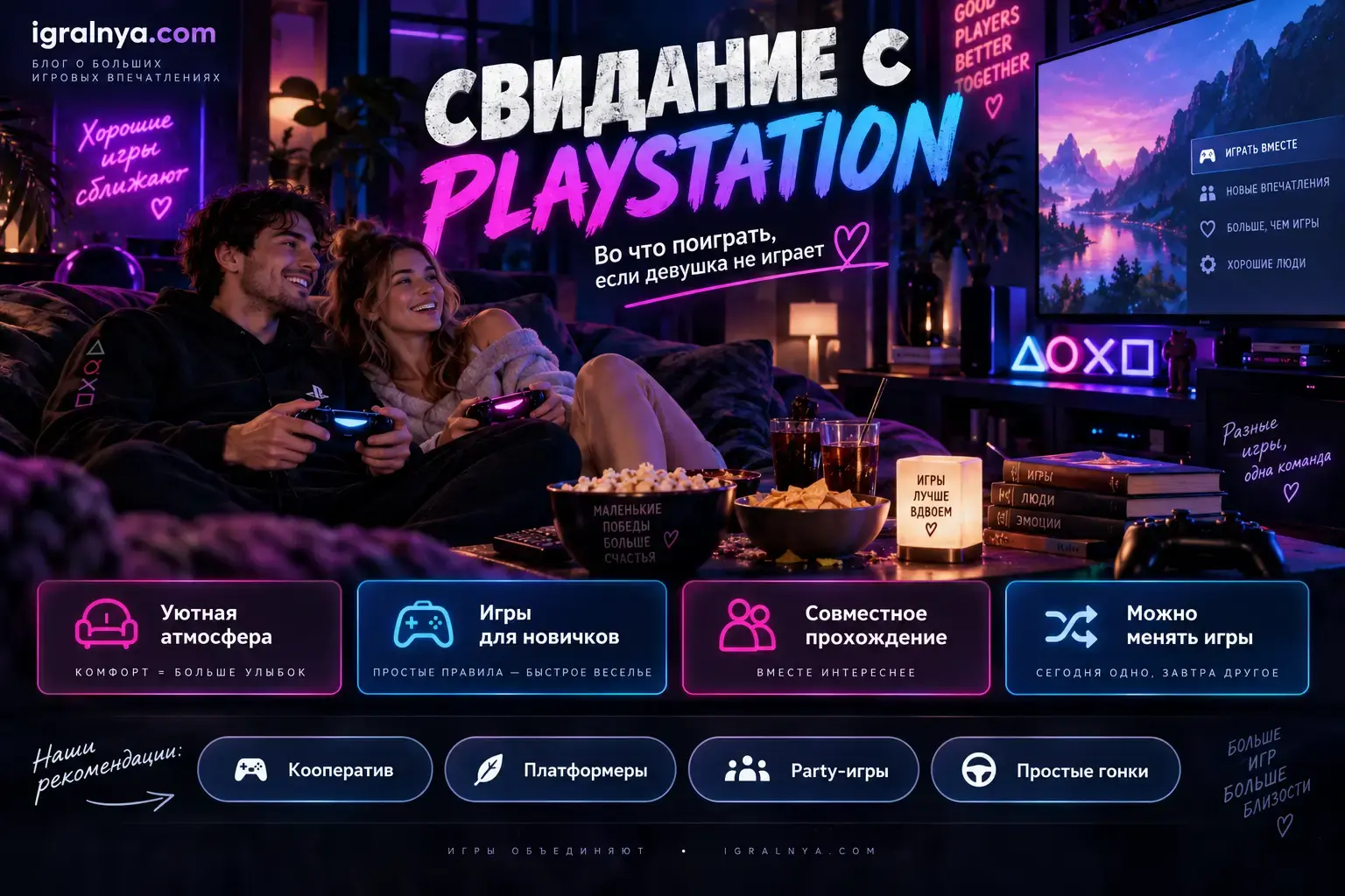 Во что поиграть с девушкой на PS5 если она не играет: лучшие игры для двоих