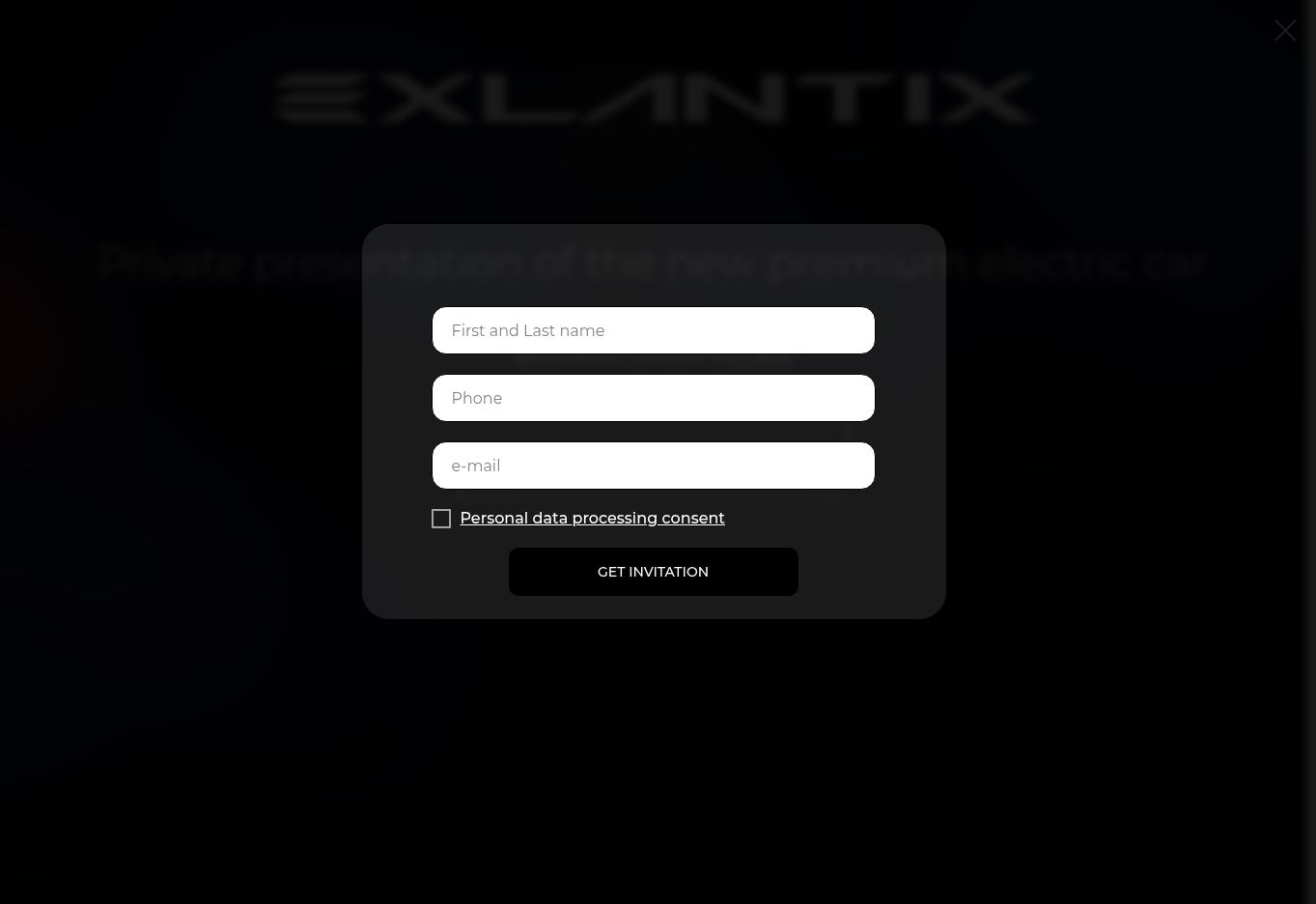Форма получения приглашения на закрытую презентацию EXLANTIX