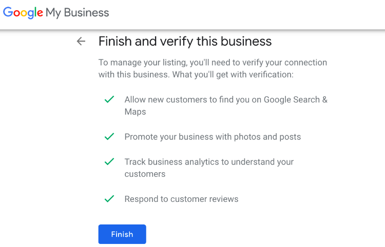 finish and verify this business