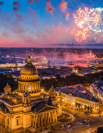 Saint Isaac's Cathedral on the Neva river in Saint Petersburg, Russia