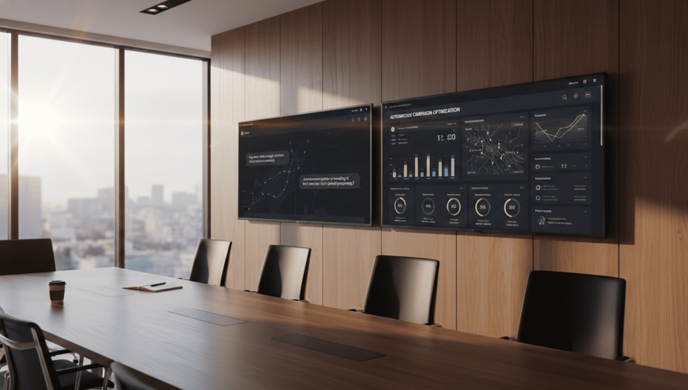 Agentic AI marketing platform automatically reallocating ad budget across channels in real time, showing autonomous media buying optimization without manual input.