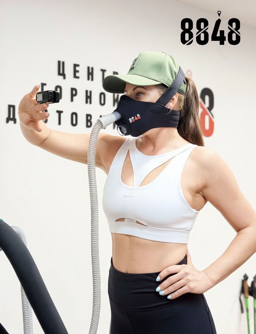 Athlete with hypoxic mask