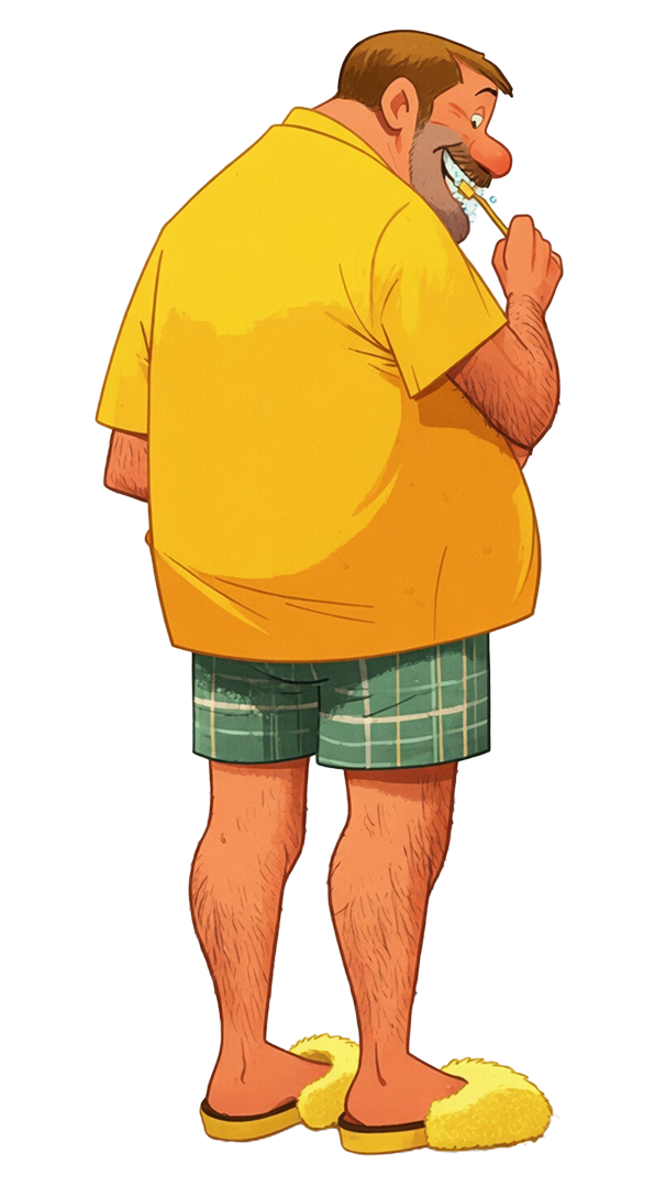 мужчина чистит зубы