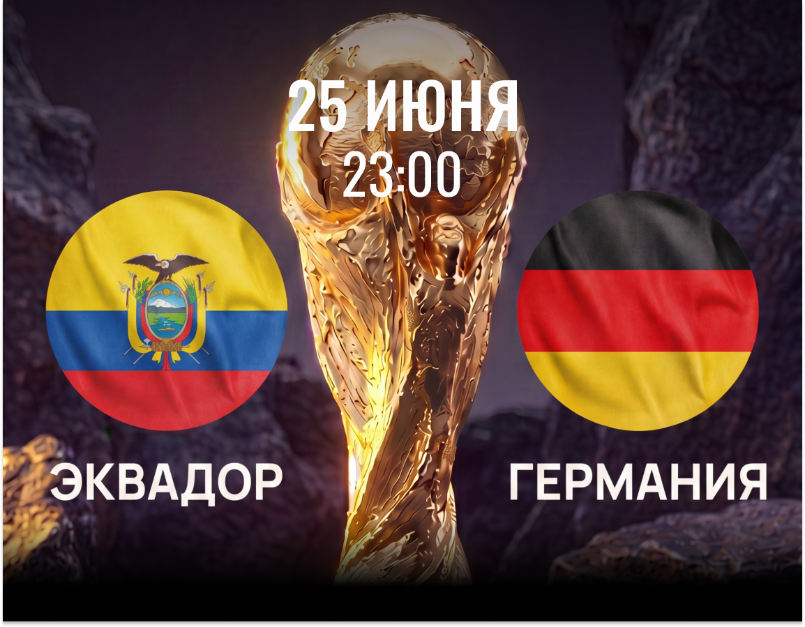 Где смотреть 25 июня матч Эквадор - Германия 2026 в Москве в барах