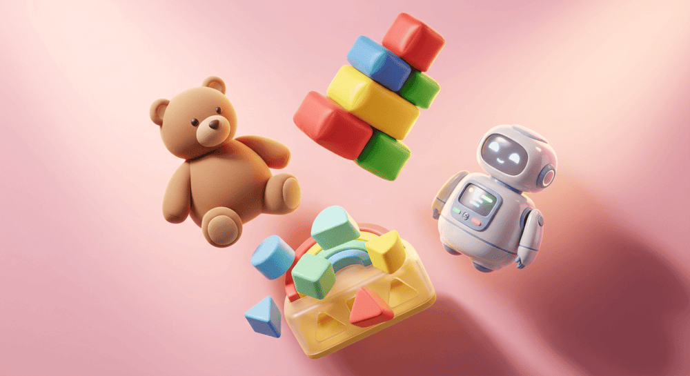 Детские игрушки из Китая: медведь, кубики и робот в невесомости