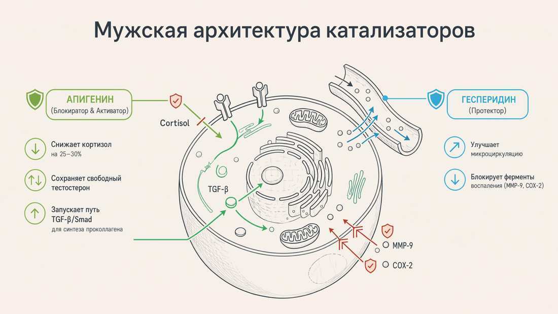 Мужская архитектура катализаторов: апигенин и гесперидин