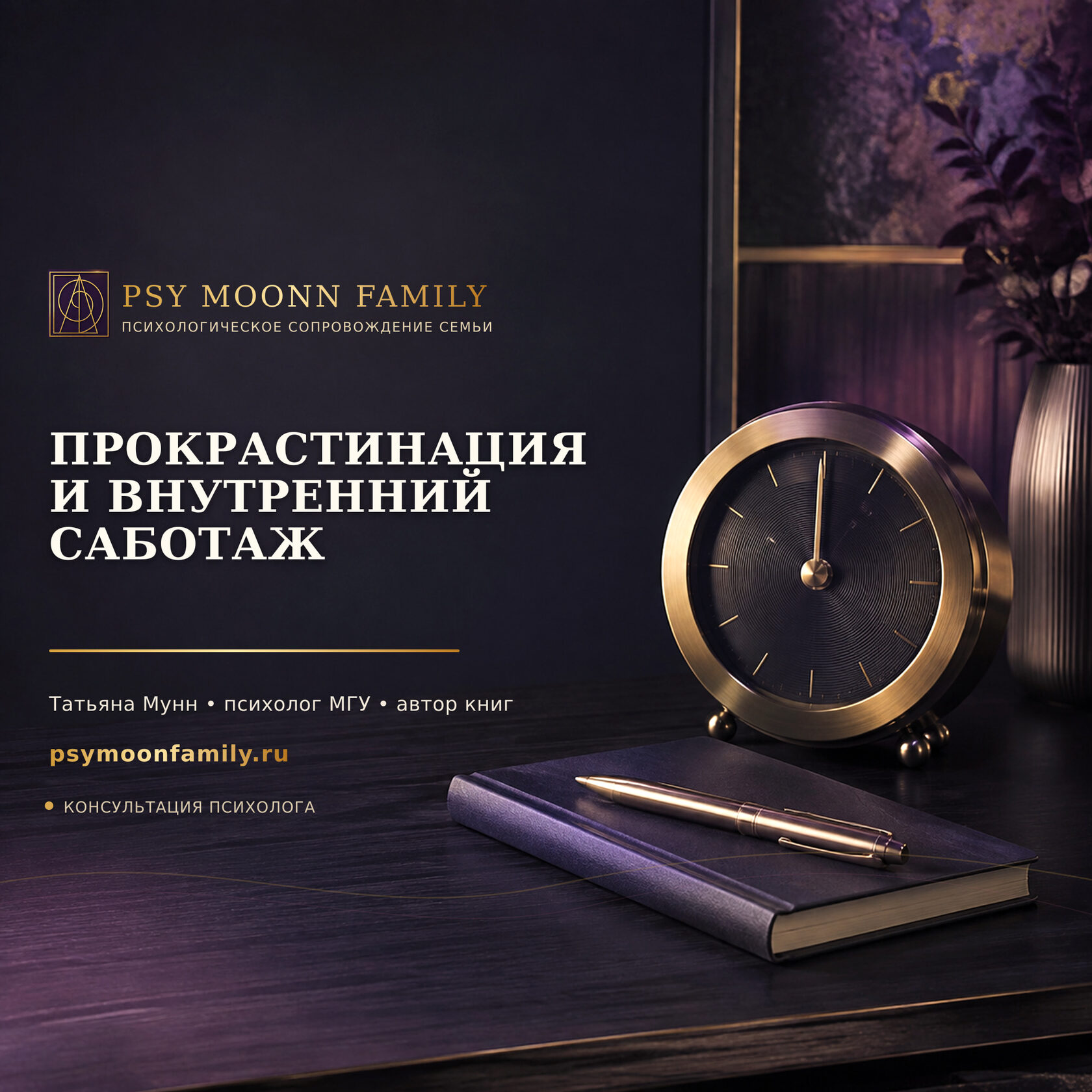 Работа с прокрастинацией и внутренним саботажем — PSY MOONN FAMILY, Москва