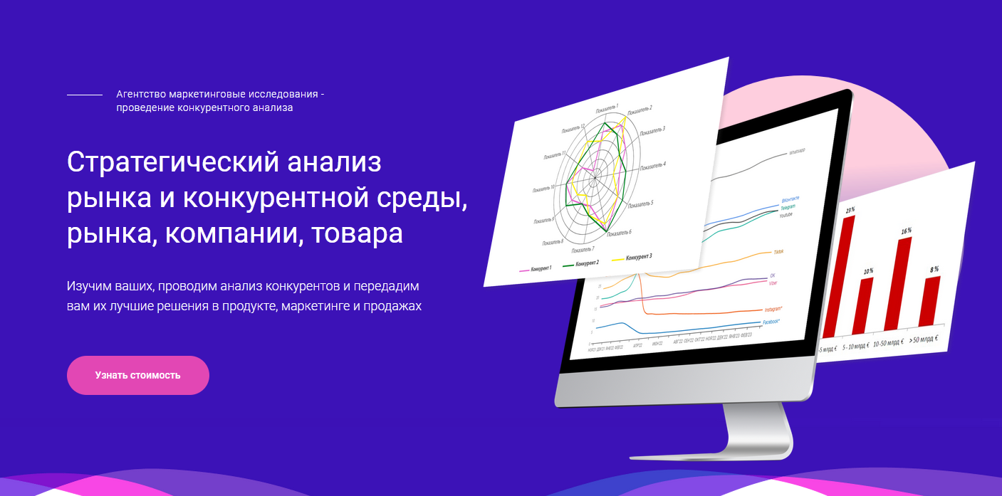 Проводим конкурентный анализ рынка и бизнеса - услуги анализа конкурентов  от «В точку» ✌️