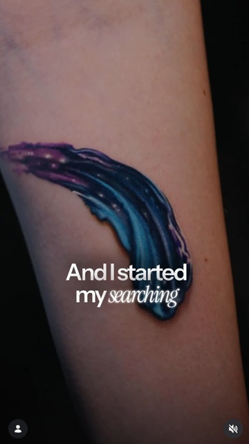 Hidden and Visible Tattoo Placements for Women Complete Guide, Brush stroke tattoo with a cosmic galaxy texture on the arm, by Rinat Mingazdinov tattoo artist, Los Angeles, 212