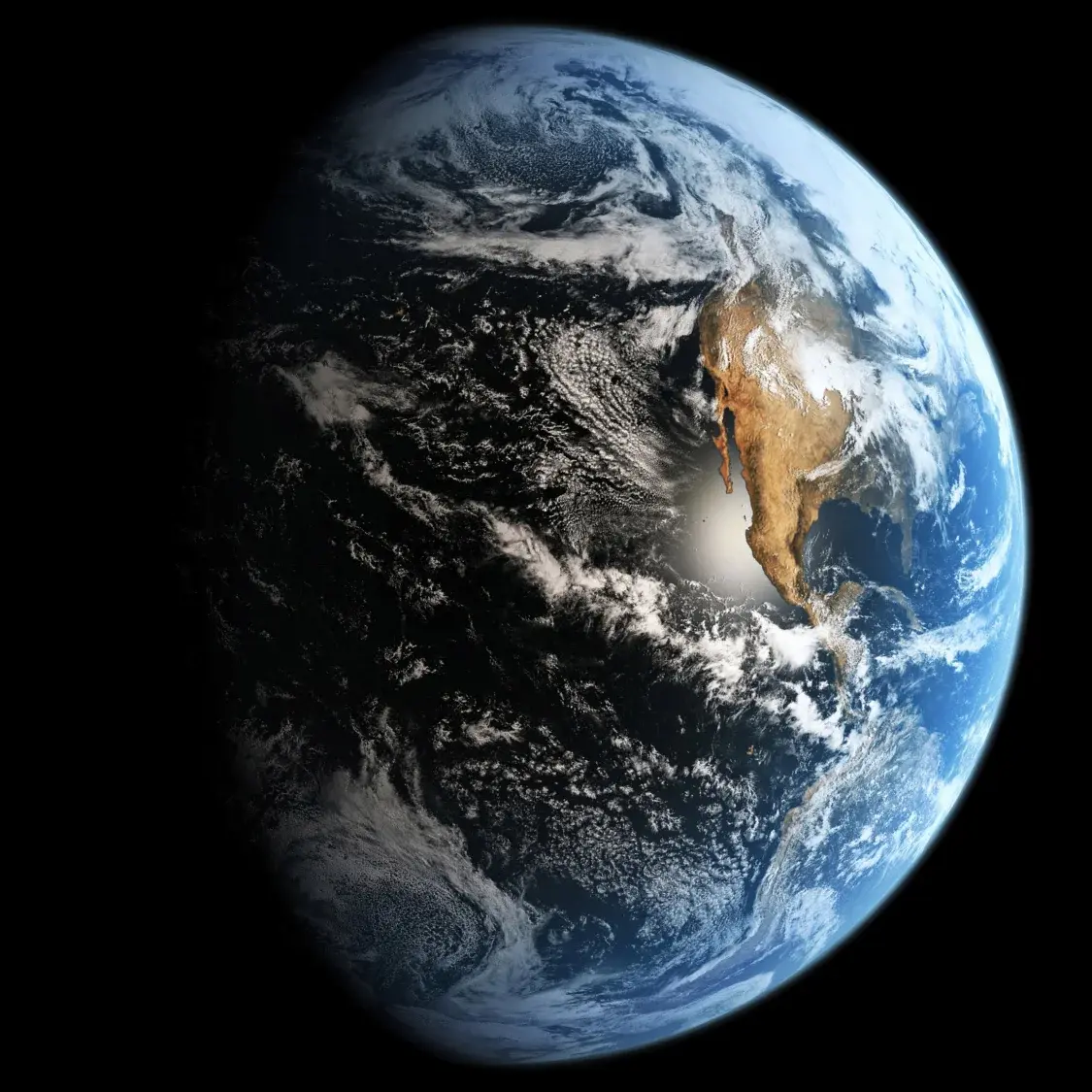 Планета Земля из космоса с облаками и атмосферой