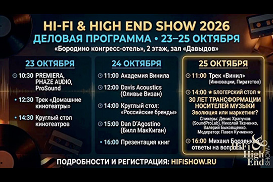 Анонс деловой программы выставки Hi-Fi &amp; High End Show 2026 и участия SoundProLab