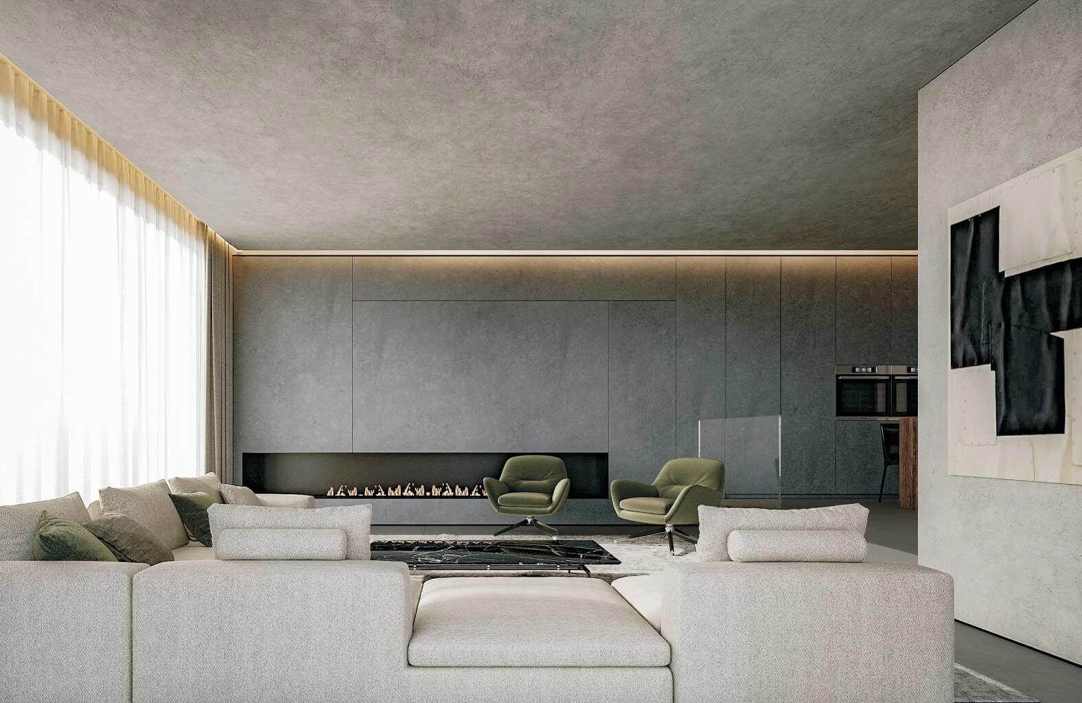 дизайн интерьера гостиной в серых оттенках