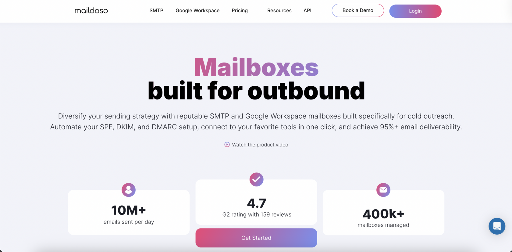Maildoso main page screenshot
