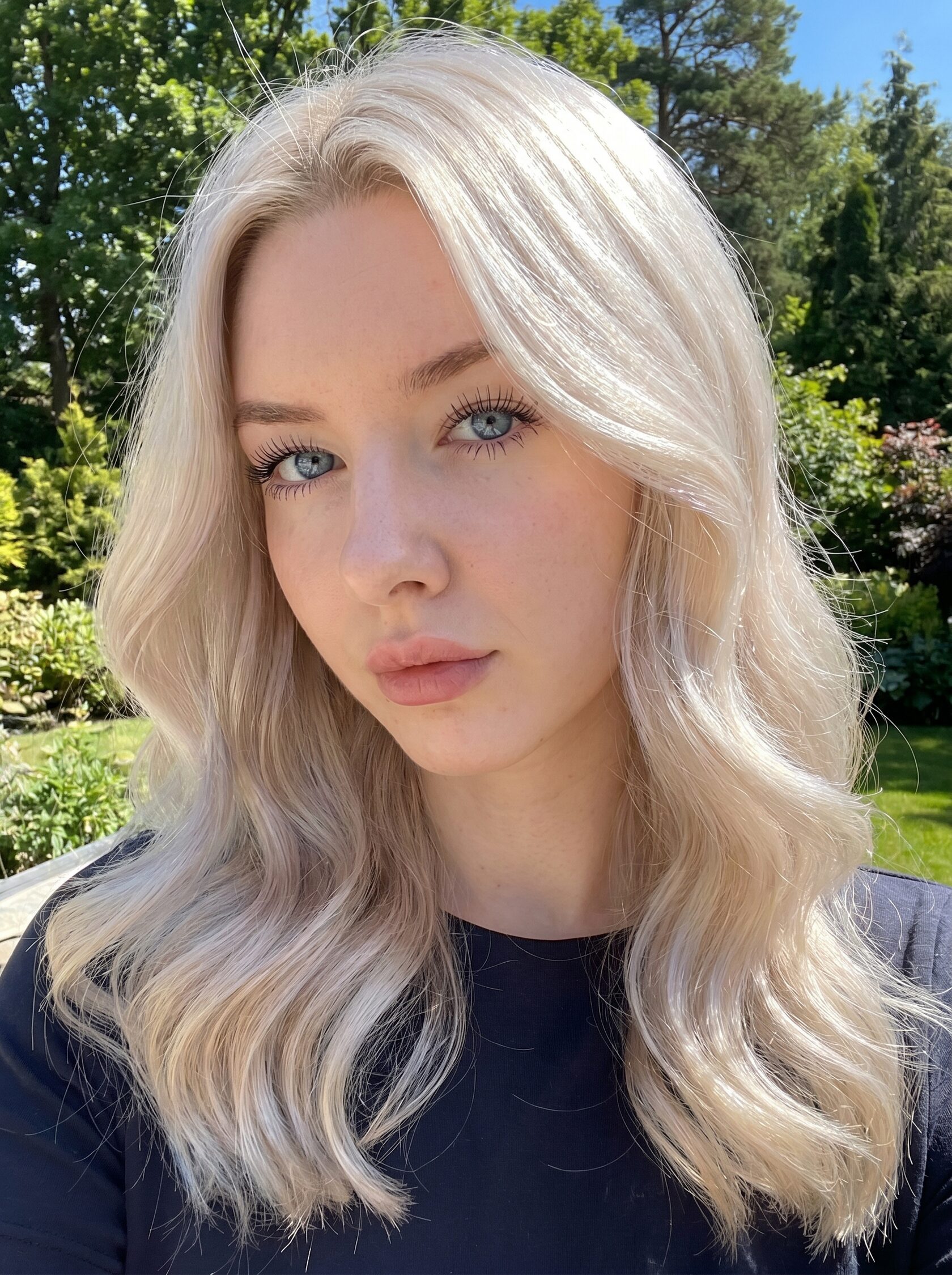 окрашивание арктический блонд на волосах средней длины