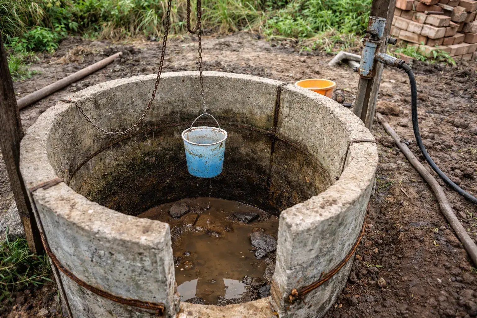 В колодце мало воды
