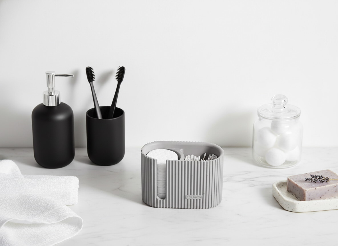 аксессуары для ванной из бетона в интерьере