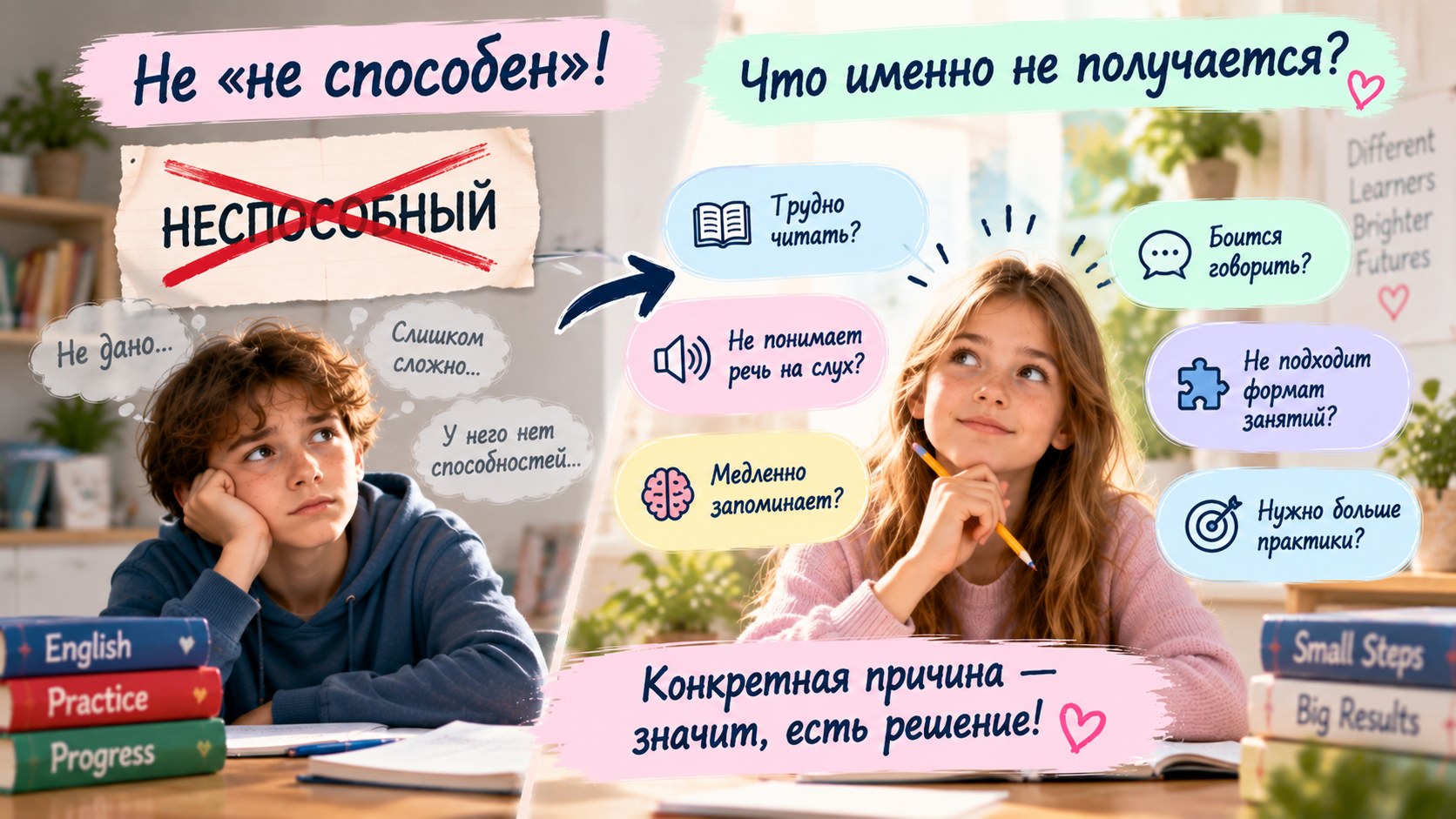 Не неспособный — нужно понять конкретную причину трудностей