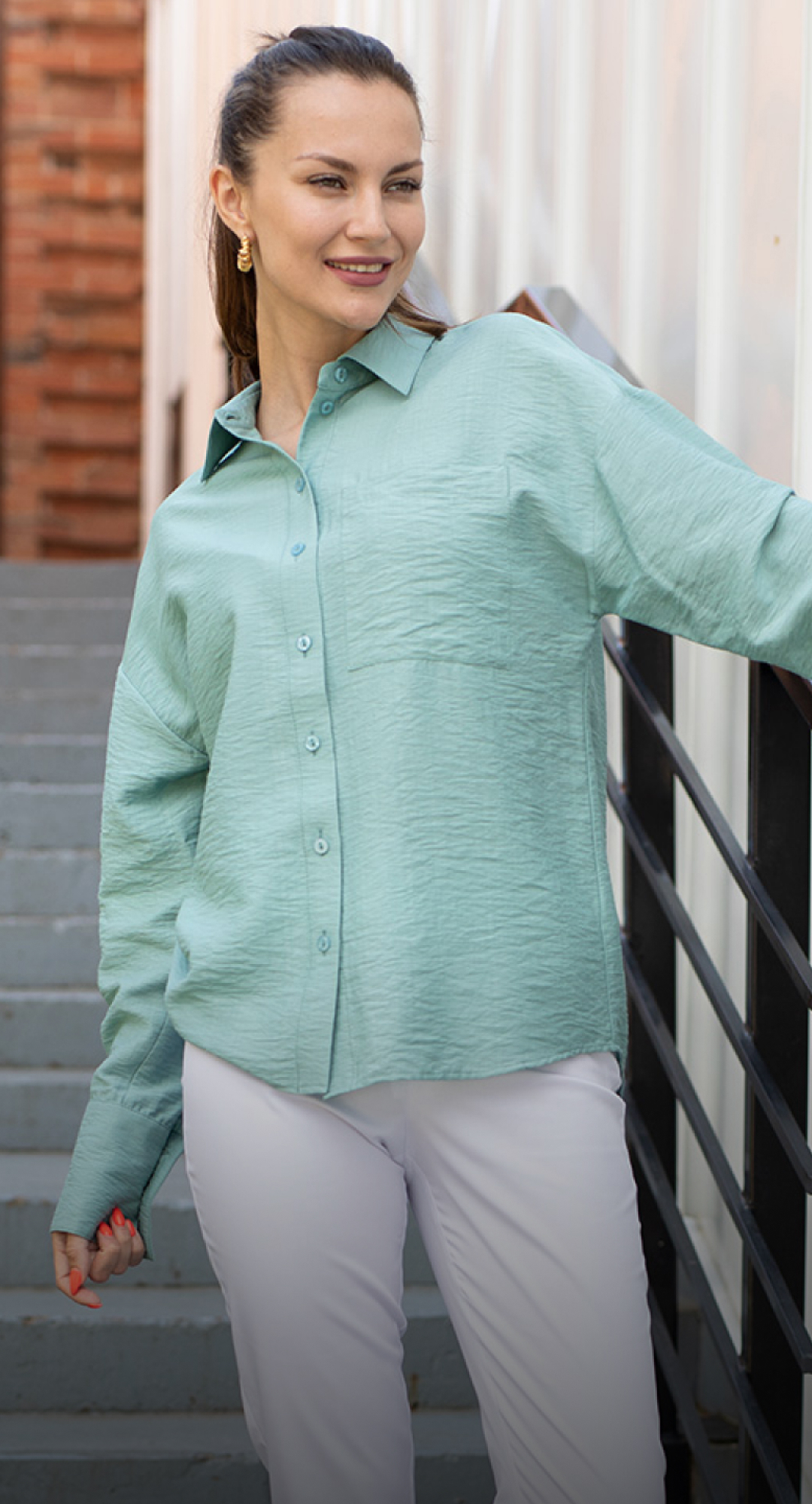 Рубашка MediS, бирюзовая