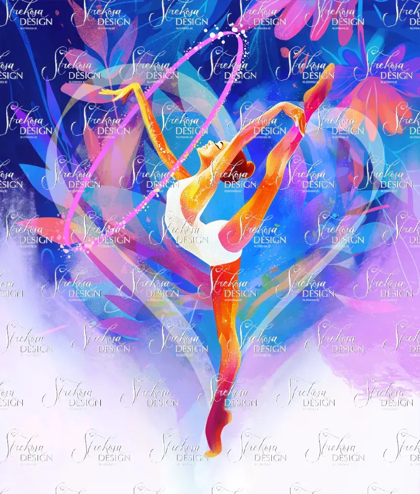 Rhythmic gymnast with a pink ribbon