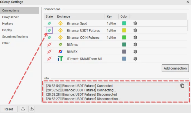 Connection between CScalp and Binance Futures API