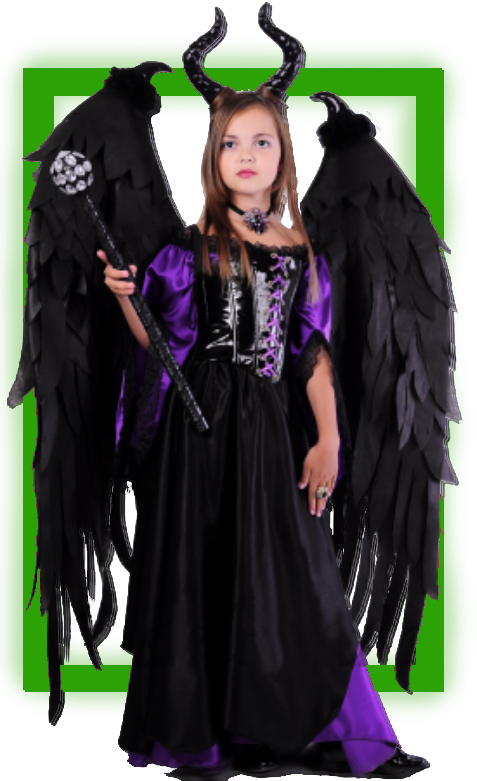 Карнавальный костюм «Малефисента», платье, крылья, рога, р. 36, рост 140 см