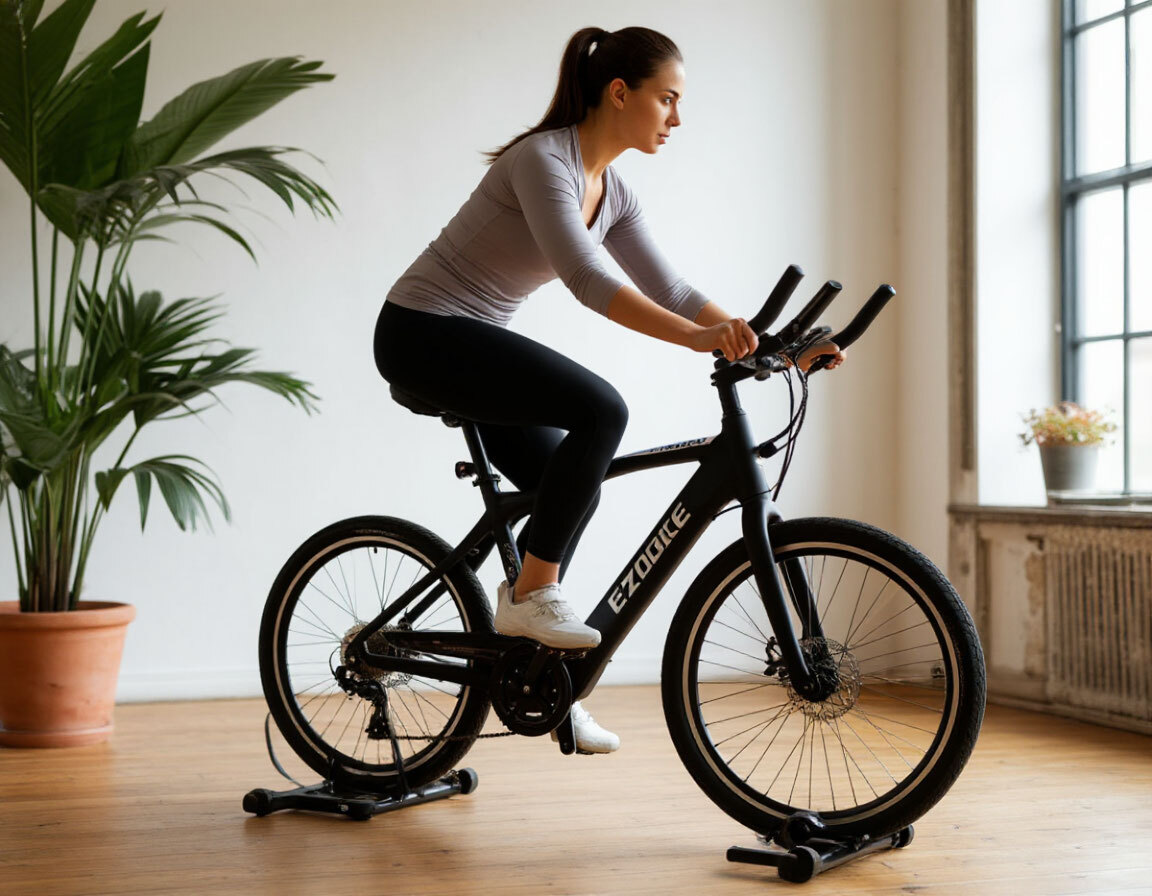 Велотренажёр на базе обычного велосипеда