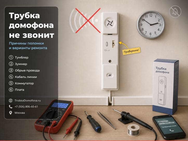Трубка домофона не звонит — причины поломки и варианты ремонта