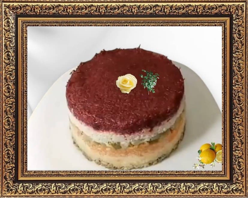 салат со шпротами и свеклой слоеный