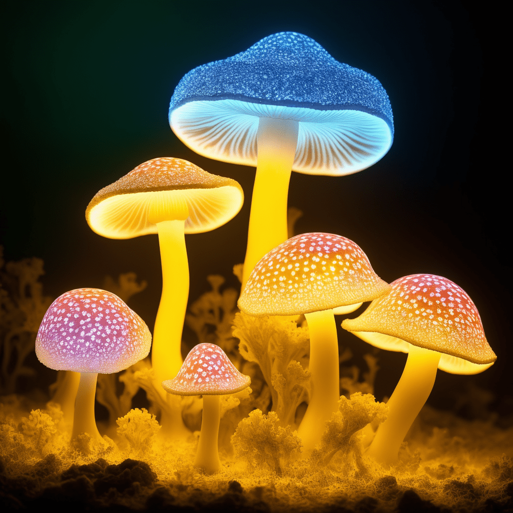 The Luminescent Bloom: In a world where a special species of bioluminescent mushrooms is discovered, detail the gradual expansion of their radiant glow. Describe the awe and wonder as these luminous mushrooms spread like wildfire, outshining human-made light sources. 