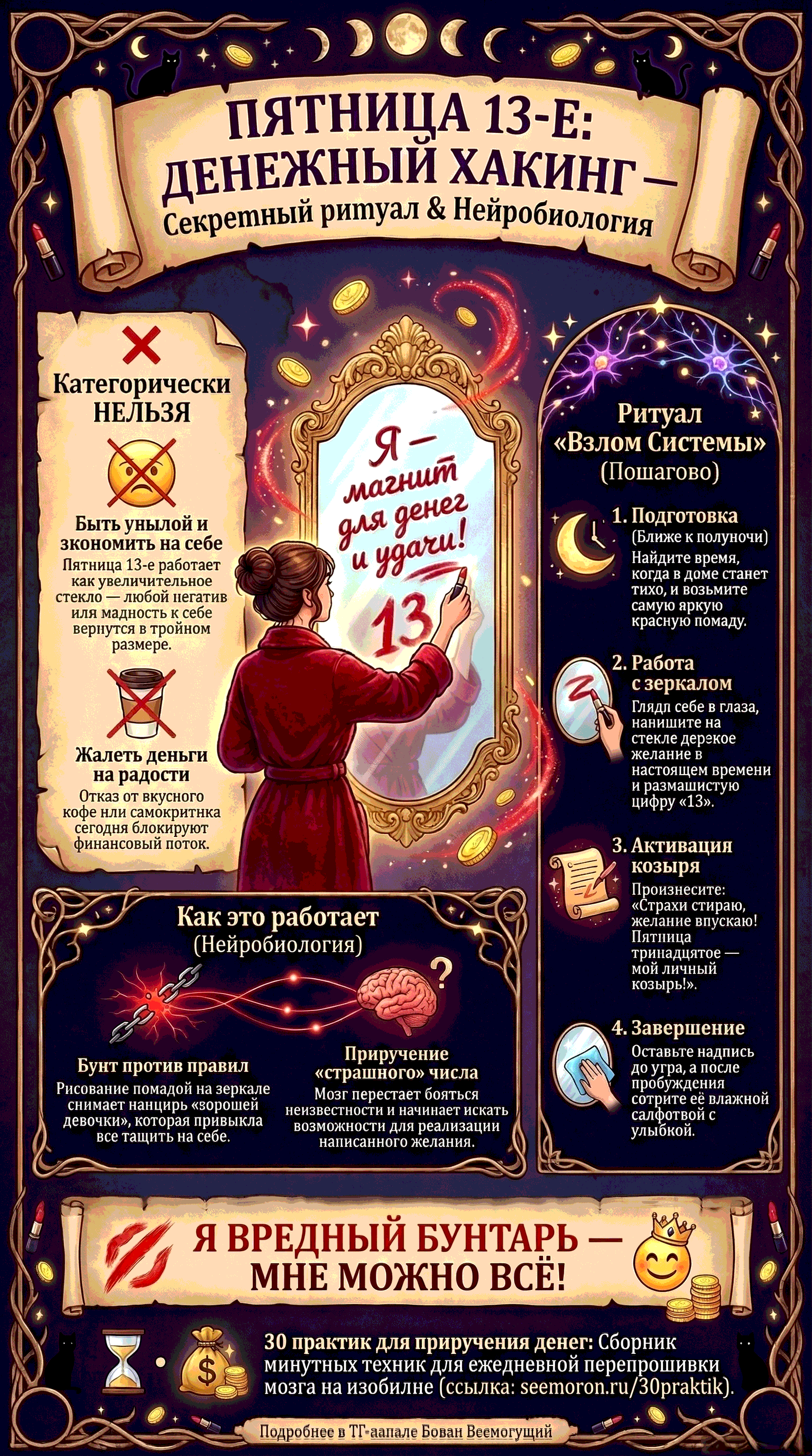 Инфографика: приметы и запреты на пятницу 13-е для привлечения удачи