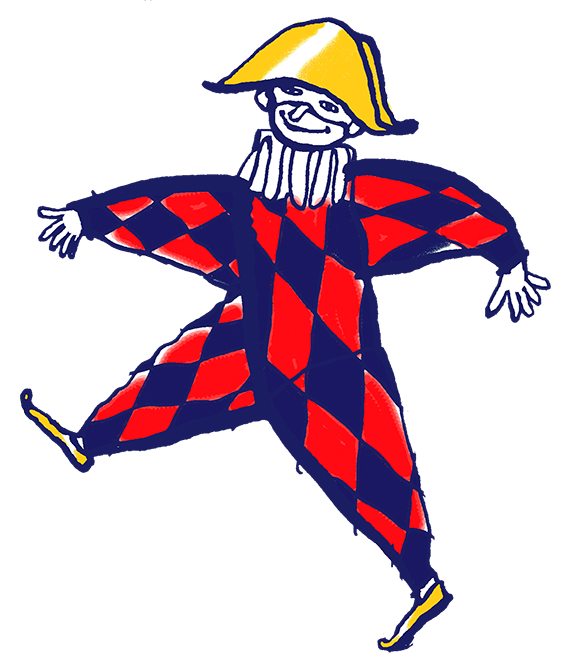 Арлекин прыгает на софиты