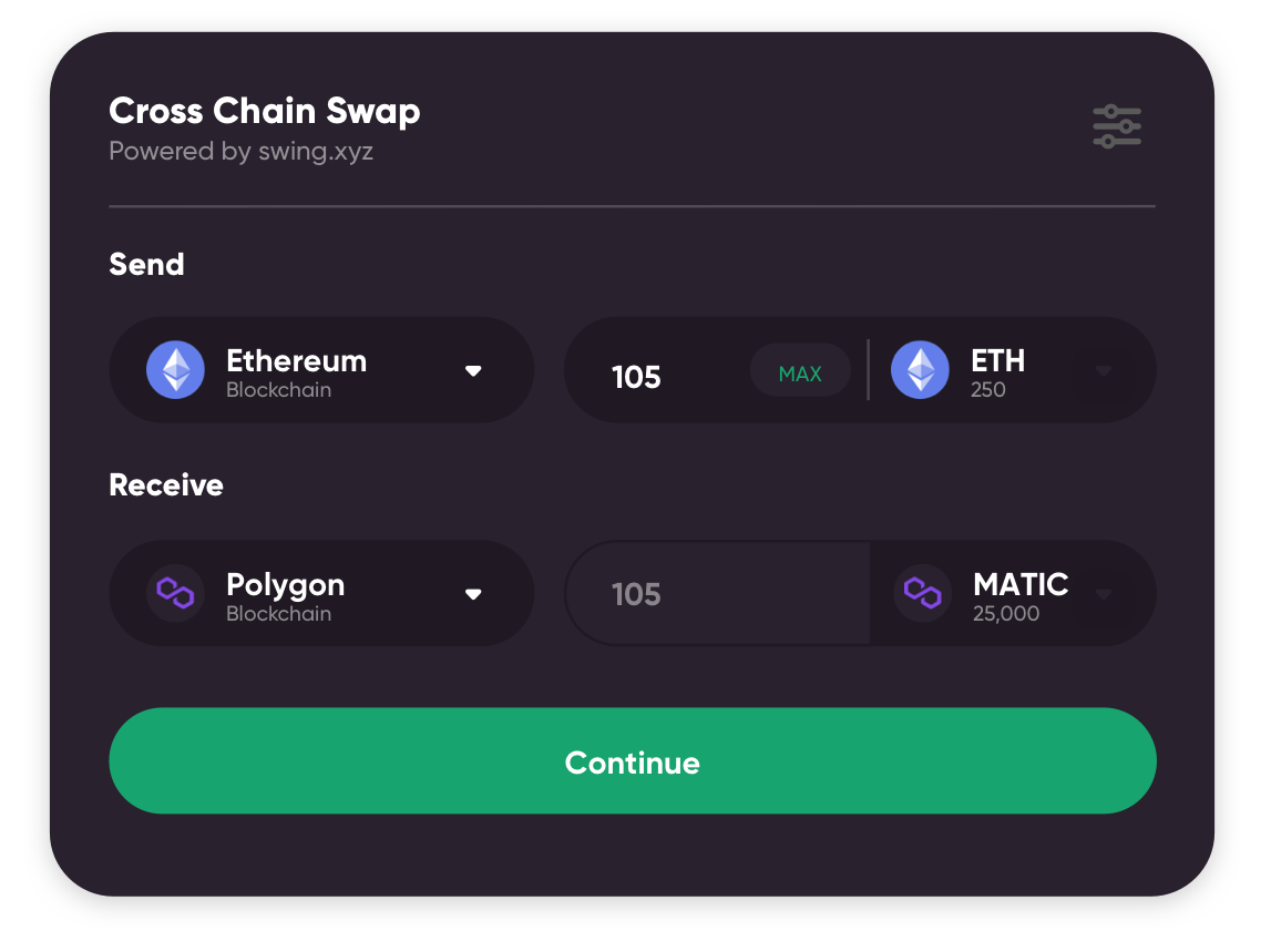 Swing.xyz Multichain crypto & bridge aggregator