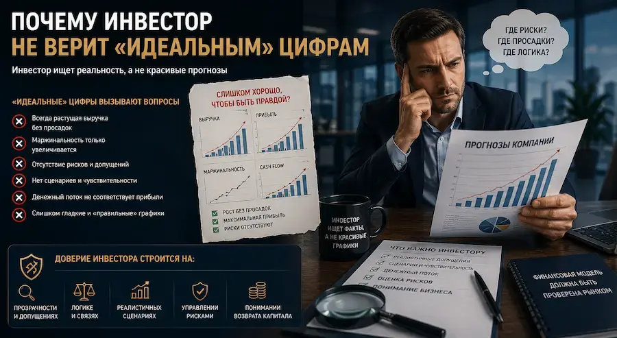 Инвестор просматривает прогнозы компании