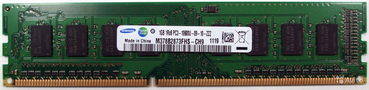 Оперативная память DDR3, DIMM, 1Gb, 1333MHz, Samsung M378B2873FHS-CH9