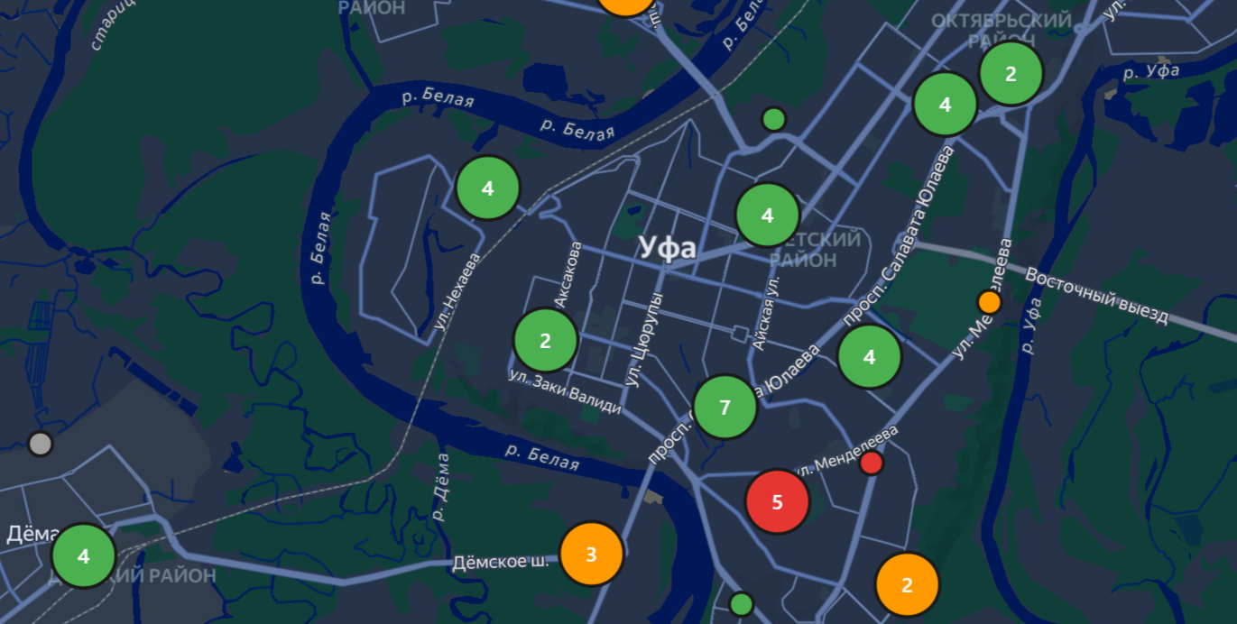 Карта заправок в Уфе