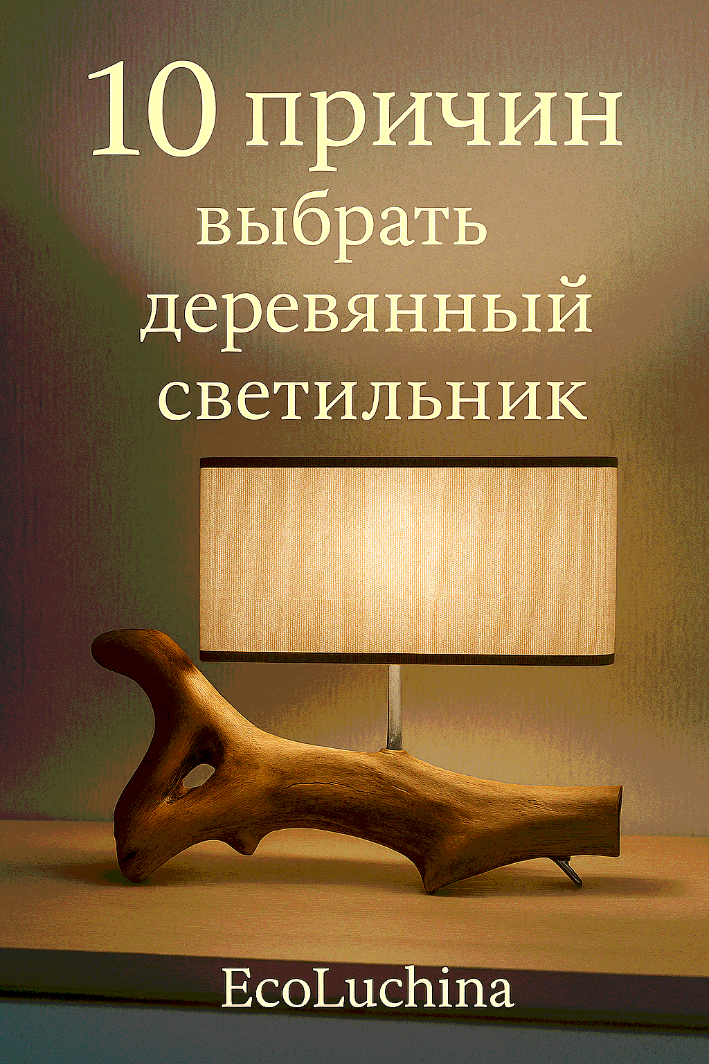 Авторский деревянный светильник ручной работы с абажуром на тёплом фоне | EcoLuchina