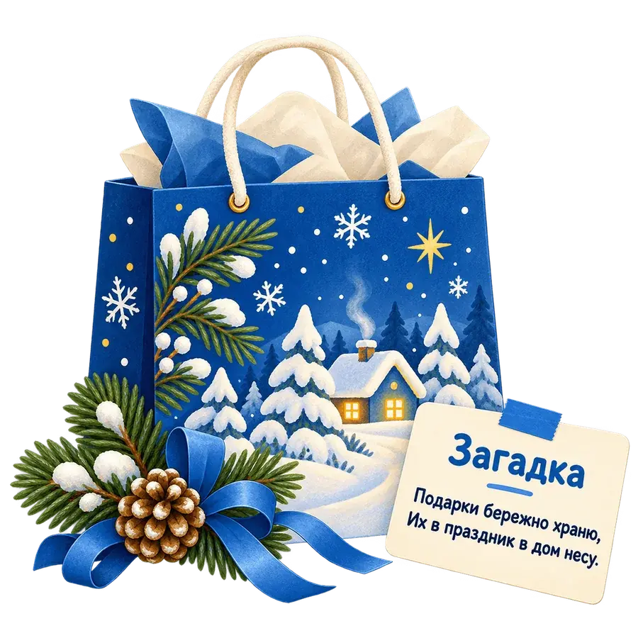 Подарочный пакет с запиской-загадкой для новогоднего домашнего квеста