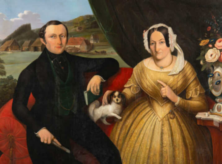 Йоханнес Г. М. Штолле. «Пара, сидящая на красном диване», 1851