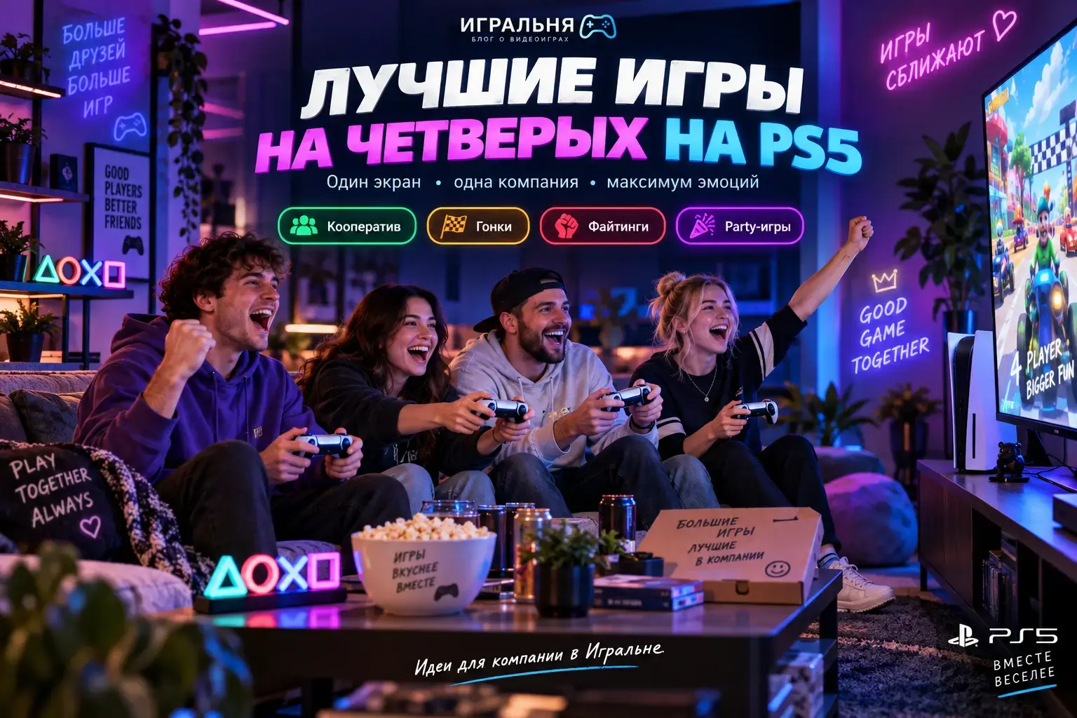 Лучшие игры на четверых на одном экране PS5: топ игр для компании