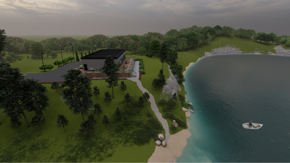 Готовый спа-модуль Elegance с бассейном и террасой вид сверху