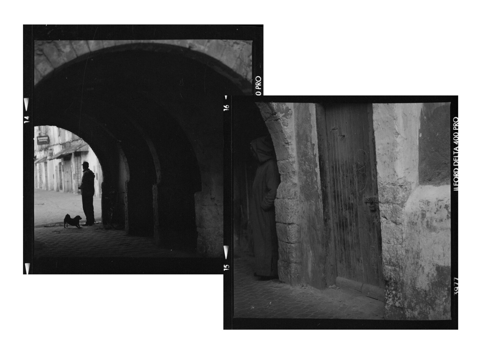 Man in the arch. Essaouira. Morocco. BW negative 6x6