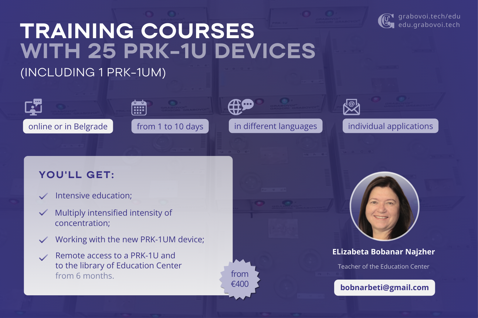 Training courses with 25 PRK-1U with Elizabeta Bobnar Nayzher