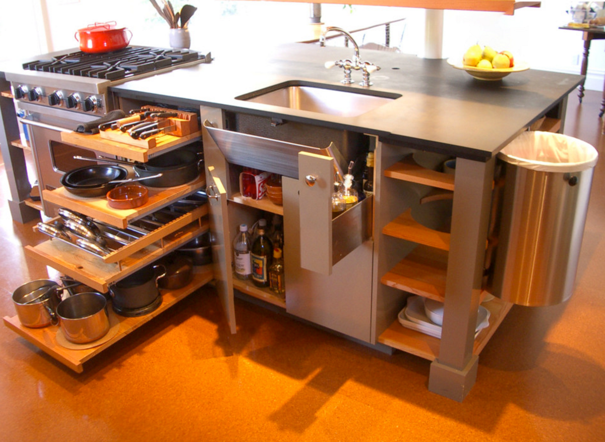 рабочий стол на кухню с выдвижными ящиками