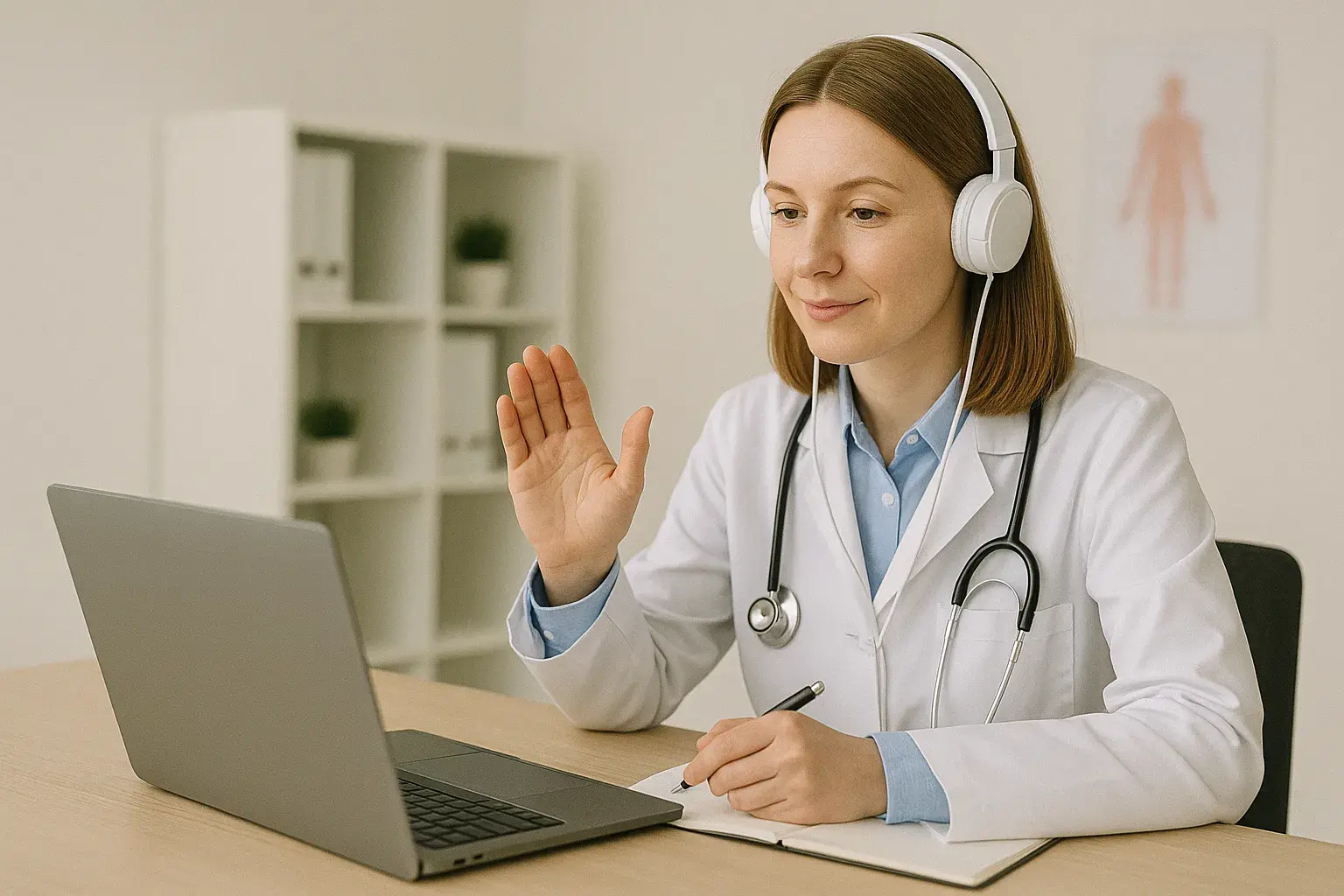 Врач-педиатр проходит дистанционное обучение