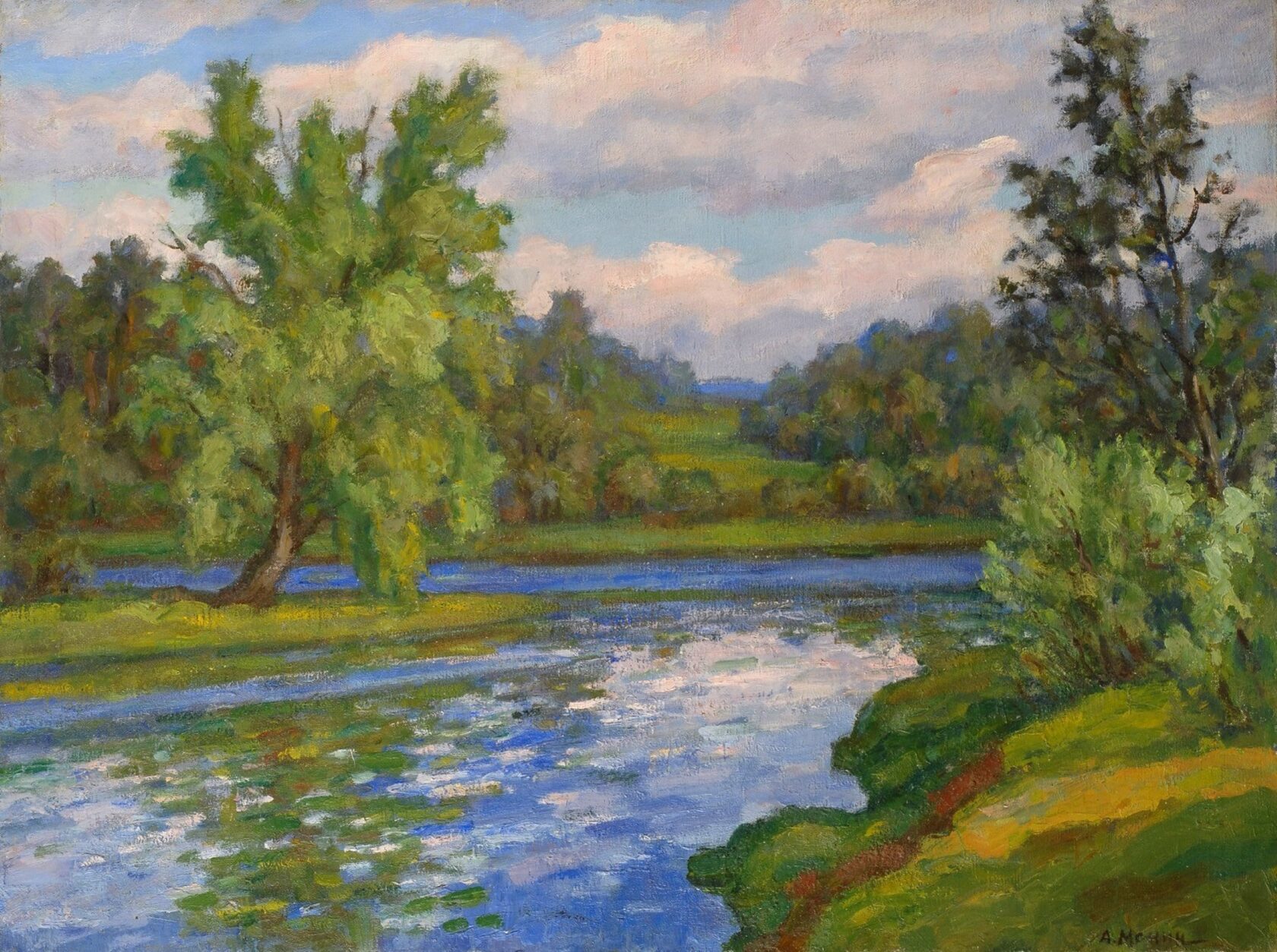 Монин А.А. Пейзаж с рекой. 1930-е