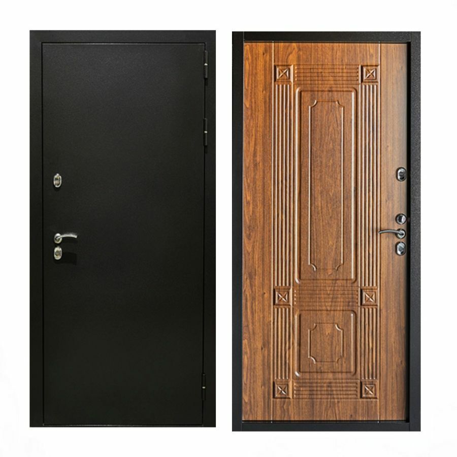 Дверь входная для дома Тепло 3К Орех тисненый