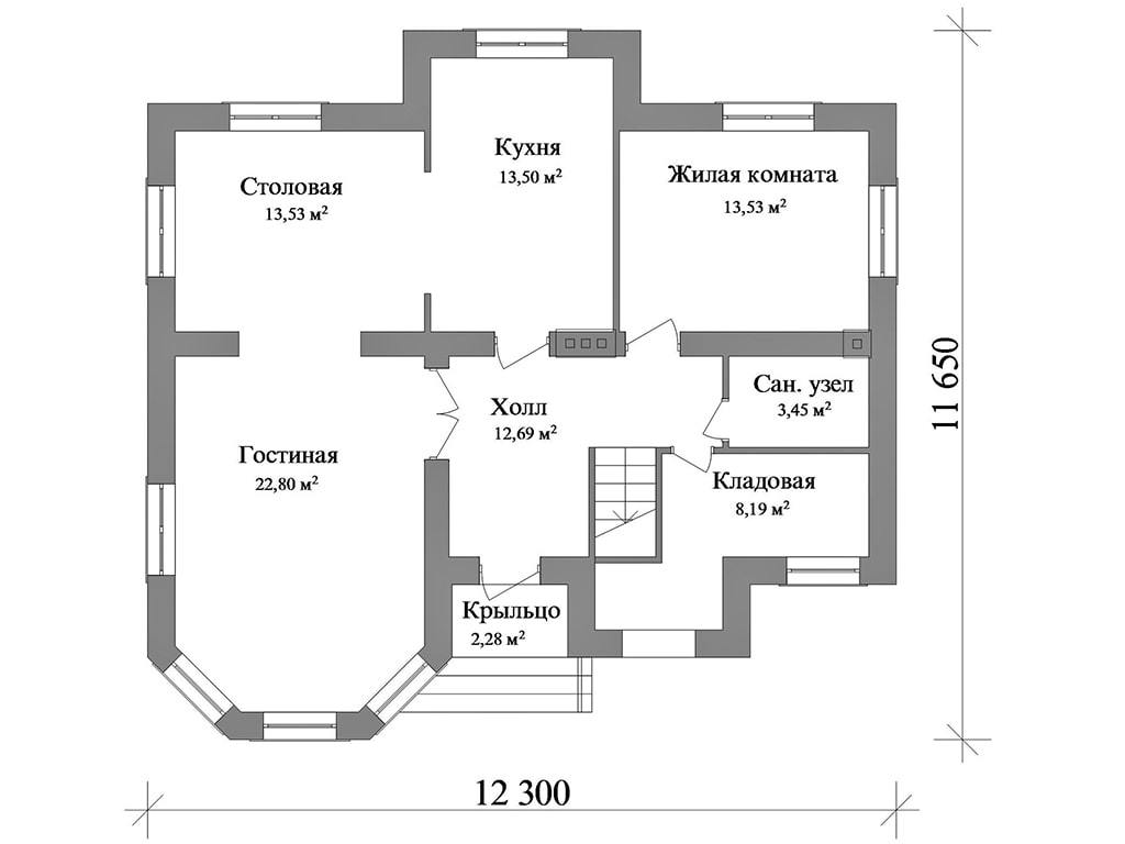 Планировка дома с 2 спальнями 2 этажа