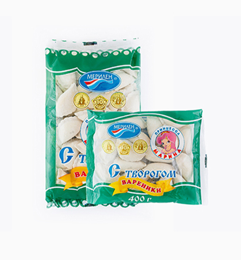 Вареники «С творогом» Принцесса Марина от производителя Мерилен — замороженные полуфабрикаты с творогом. Упаковка 400 гр./800 гр.