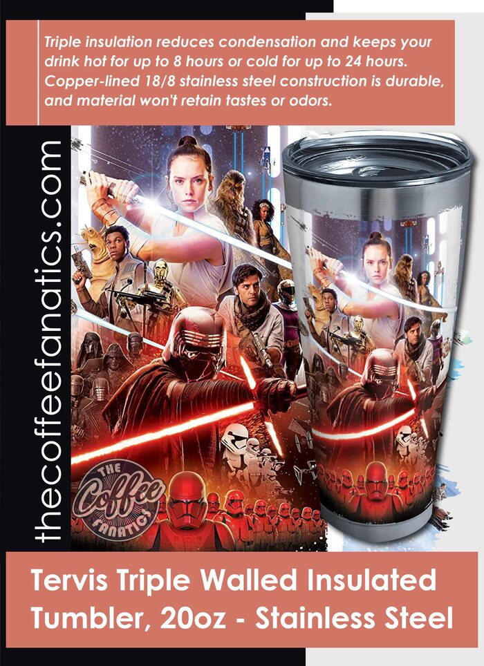 Tervis Triple Walled Star Wars Holiday Carolling Insulated Tumbler Cup Keeps Drinks Cold & Hot, 20oz, Stainless Steel, Silver