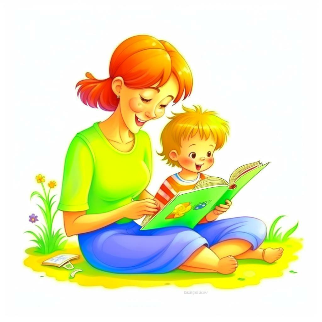 Мама учит читать ребенка